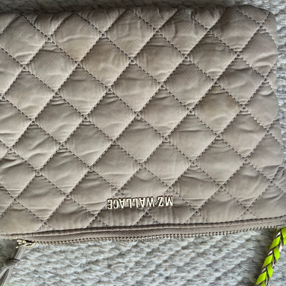 MZ Wallace Tan Quilted Crossbody Bag with Neon Strap - Picture 8 of 8